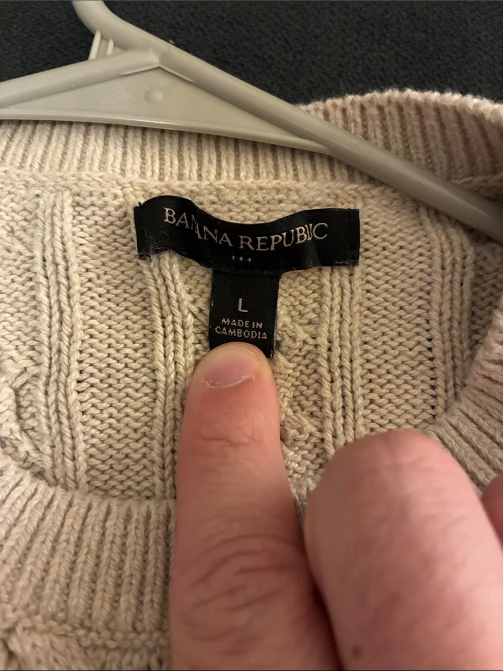 Banana Republic Men's Cable Crewneck Sweater - Cream/Off-White